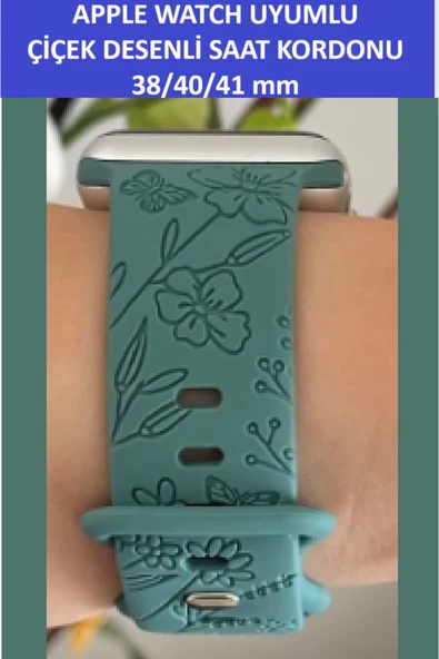 ZETCONCEPT Apple Watch 4 5 6 7 8 9 10 Se  38 40 41mm Çiçek Kelebek Desenli Kordon Kayış Silikon Bileklik - 2