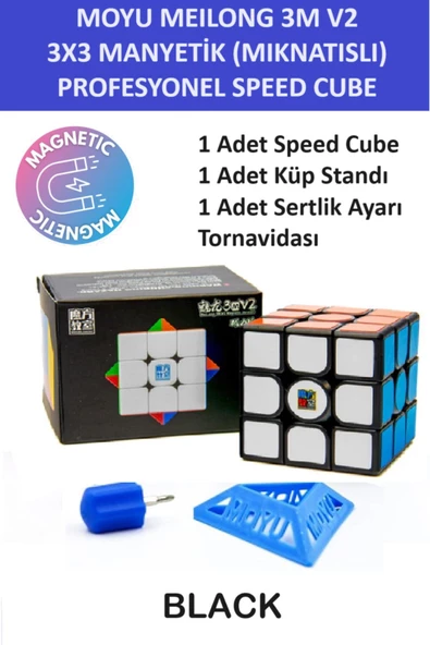 ZETCONCEPT MOYU 3M V2 3x3 MIKNATISLI BLACK SERİ Manyetik Zeka Küpü - Profesyonel Speed Cube - Sabır Küpü -