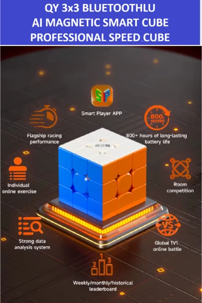 ZETCONCEPT Qy Aı Bluetooth Smart Cube 3x3 Mıknatıslı Manyetik Yapay Zekalı Zeka Küpü - Profesyonel Speed Cube - 4