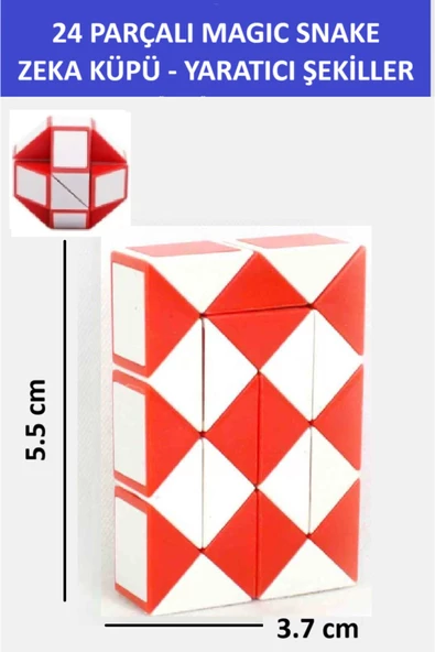 ZETCONCEPT 24 PARÇALI YARATICI MAGIC SNAKE CUBE  -SİHİRLİ YILAN ZEKA SABIR KÜPÜ - RENK: KIRMIZI