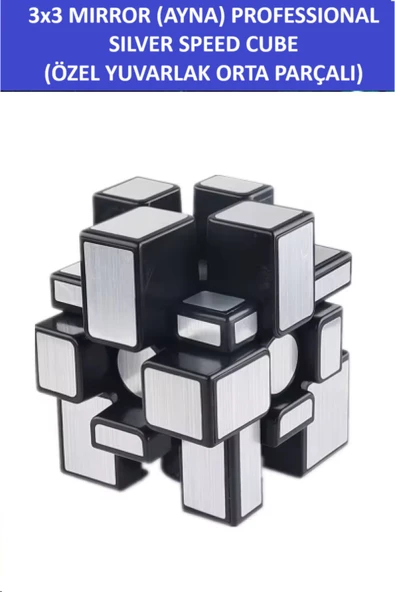 ZETCONCEPT 3X3 SILVER MIRROR YUVARLAK PARÇALI AYNA KÜP -Zeka Küpü - Profesyonel Speed Cube - Sabır Küpü - - 3