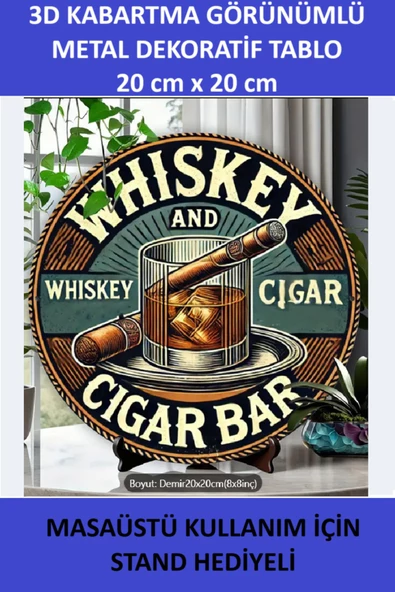 ZETCONCEPT 3D Efektli Bar Temalı 20X20 Metal Tablo - 3