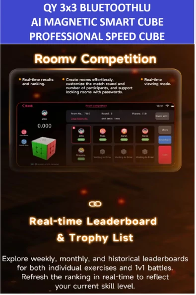 ZETCONCEPT Qy Aı Bluetooth Smart Cube 3x3 Mıknatıslı Manyetik Yapay Zekalı Zeka Küpü - Profesyonel Speed Cube - 6