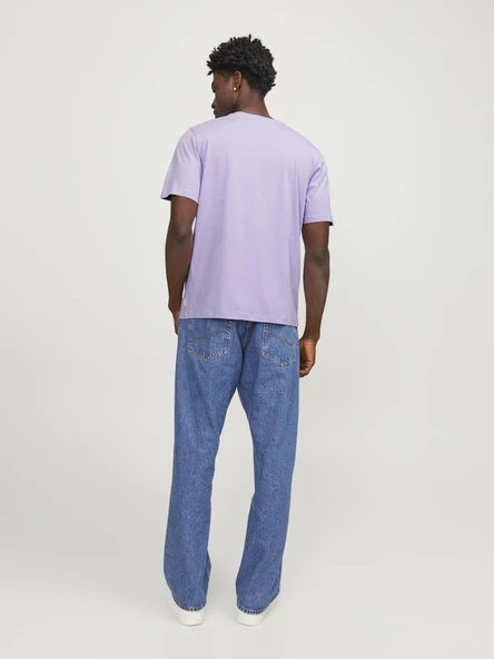 Jack Jones Erkek Pamuklu Mavi Bisiklet Yaka Tişört 12156101 - 4