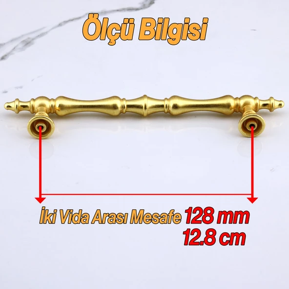 Nilay Mat Altın Metal Kulp 128 mm -12.8 cm Mobilya Çekmece Mutfak Dolabı Dolap Kulpları Kulbu Kulpu - 3