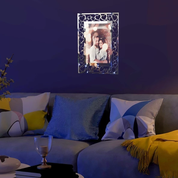 Veraart Kişiye Özel Işıklı Fotoğraf Çerçevesi Sevgililer Günü Hediyesi - 8