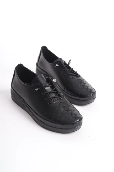 Kadın Bağcıklı Comfort Ayakkabı Önü İşlemeli Düz Taban Kadın Günlük Ayakkabı - 4