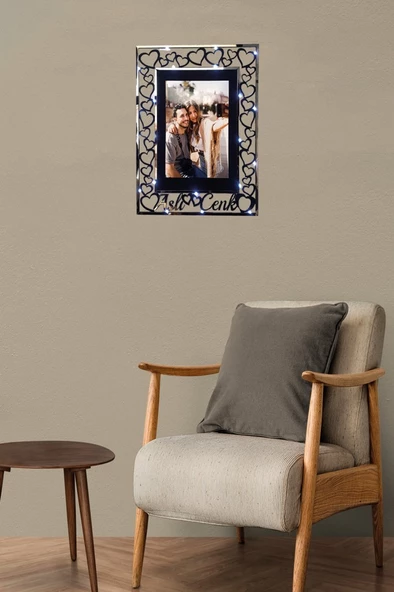 Veraart Kişiye Özel Işıklı Fotoğraf Çerçevesi Sevgililer Günü Hediyesi - 2