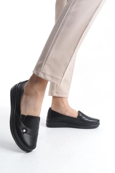 Kadın Günlük Rahat Taban Düz Ayakkabı Scuba Kumaş Comfort Ayakkabı - Resim 5