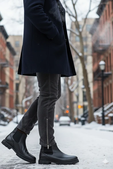 Muggo THOR Garantili Hakiki Deri Kalın Taban Erkek Kışlık Chelsea Bot - 8