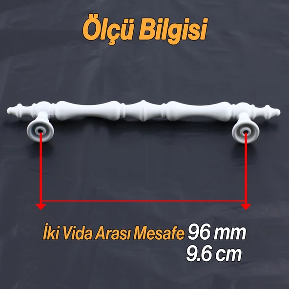 Nilay Beyaz Metal Kulp 96 mm -9.6 cm Mobilya Çekmece Mutfak Dolabı Dolap Kulpları Kulbu Kulpu Beyaz - Resim 4