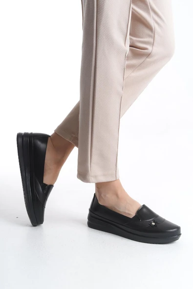 Kadın Günlük Rahat Taban Düz Ayakkabı Scuba Kumaş Comfort Ayakkabı - Resim 6