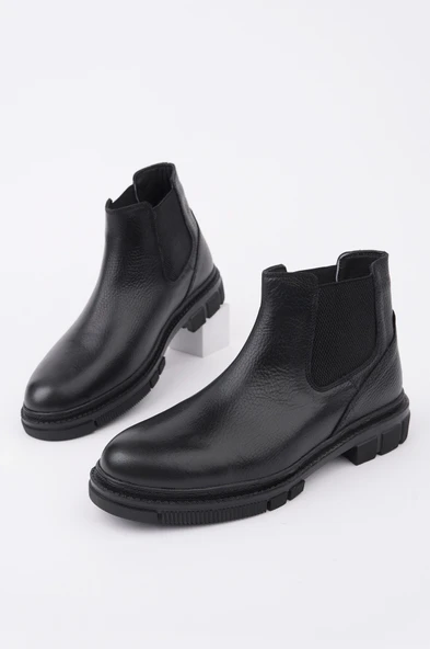 Muggo THOR Garantili Hakiki Deri Kalın Taban Erkek Kışlık Chelsea Bot - 2