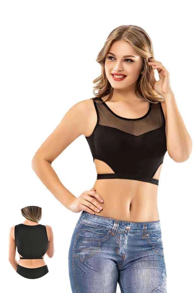 Kota 4 Adet Siyah Tül Modelli Dantelli Büstiyer - 2