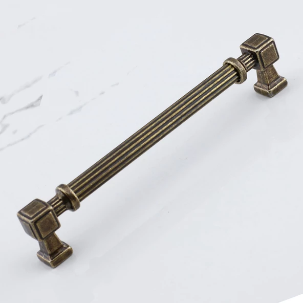 Talas 160 mm Çizgili Metal Antik Sarı Kulp Mobilya Çekmece Mutfak Dolabı Dolap Kulpları Kulb 16 cm - Resim 2