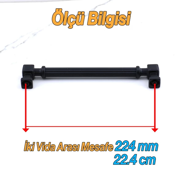 Talas 224 mm Çizgili SİYAH Metal Kulp Mobilya Çekmece Mutfak Dolabı Dolap Kulpları Kulb 22.4 cm - 3