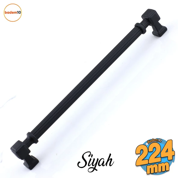 Talas 224 mm Çizgili SİYAH Metal Kulp Mobilya Çekmece Mutfak Dolabı Dolap Kulpları Kulb 22.4 cm