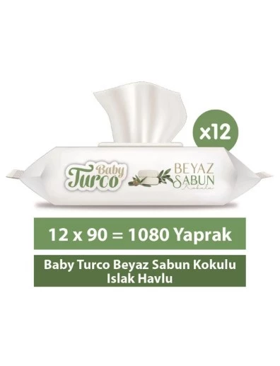 Baby Turco Beyaz Sabun Kokulu Islak Havlu 12x90