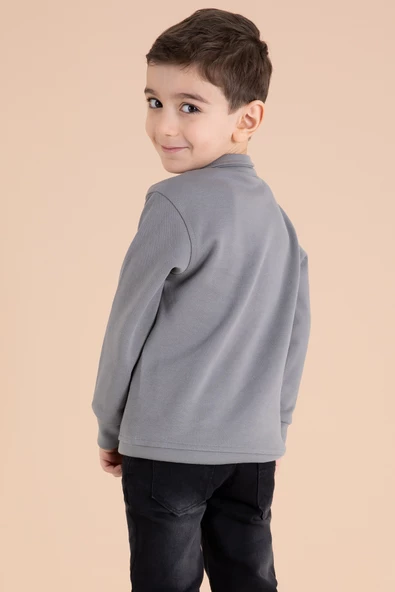 Füme Fermuar Yakalı Sweatshirt ve Jean Pantolonlu Erkek Çocuk Takım 20110 - 5