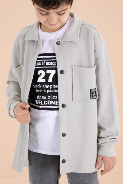 Gri Armalı Gömlekli Jean Pantolonlu Erkek Çocuk 3lü Takım 19992 - 4