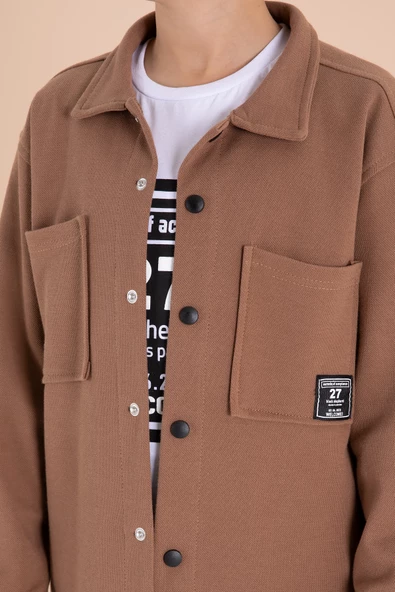 Kahve Armalı Gömlekli Jean Pantolonlu Erkek Çocuk 3lü Takım 19993 - 3