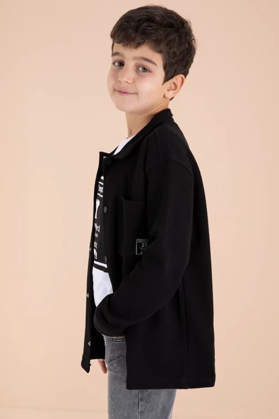 Siyah Armalı Gömlekli Jean Pantolonlu Erkek Çocuk 3lü Takım 19994 - 5