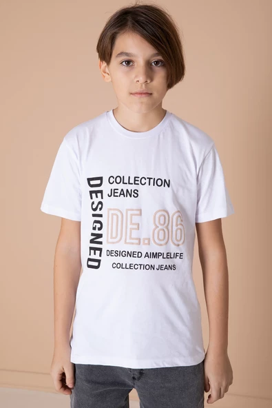 Erkek Çocuk Füme Armalı Cepli Bisiklet Yaka Tişörtlü Jean Gömlek 20098 - 6