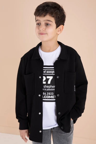 Siyah Armalı Gömlekli Jean Pantolonlu Erkek Çocuk 3lü Takım 19994 - 2