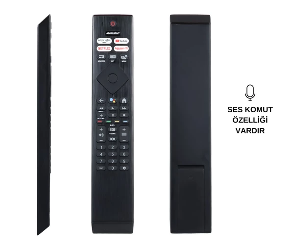 (SES KOMUTLU) PHILIPS PH-V11 SES KOMUTLU AMBILIGHT-NETFLIX-PRIME VIDEO-YOUTUBE-RAKUTEN TV TUŞLU LED TV KUMANDA