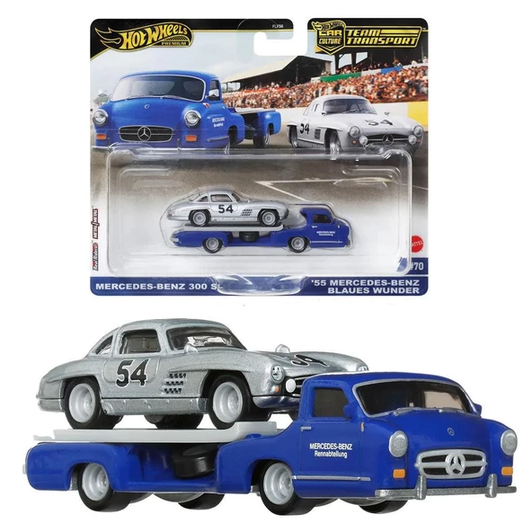 Mattel TEAM TRANSPORT MERCEDES-BENZ 300 SL 55 BLAUES WUND FLF56 - HRV48