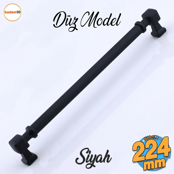 Talas 224 mm Düz SİYAH Metal Kulp Mobilya Çekmece Mutfak Dolabı Dolap Kulpları Kulb 22.4 cm
