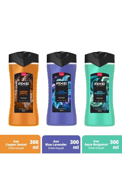 Axe Premium Collection Aqua Bergamot + Blue Lavender + Copper Santal Duş Jeli 3 x 300 ML