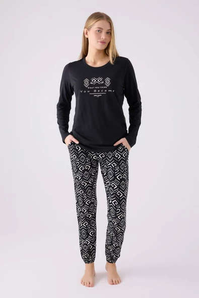 Pierre Cardin 8869 Kadın Uzun Kol Pijama Takım
