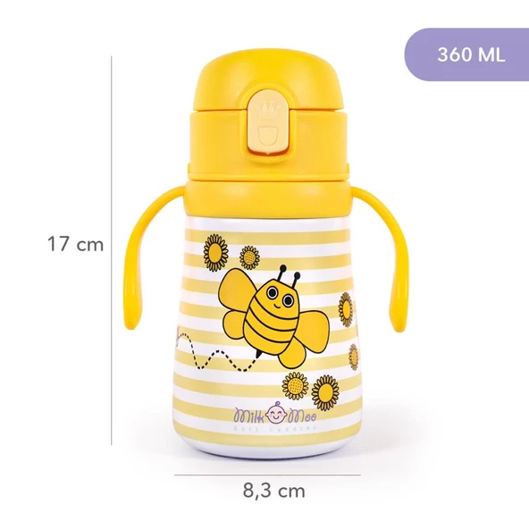 Milk&Moo Çelik Küçük Çocuk Matarası Arı Vız Vız 360 ml - 5