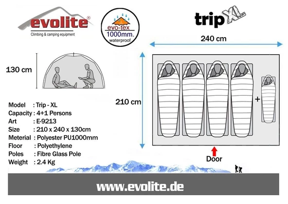 Evolite Trip XL Monodome 4+1 Kişilik Kamp Çadırı - 2