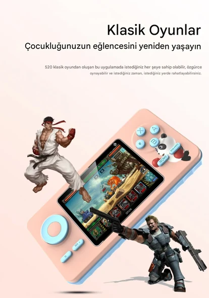 QASUL 520 Oyun Konsolu Retro Oyun Kumandası 2.4 inç Ekran El Tipi Oyun Oyuncusu İki Kişilik Mod - 6
