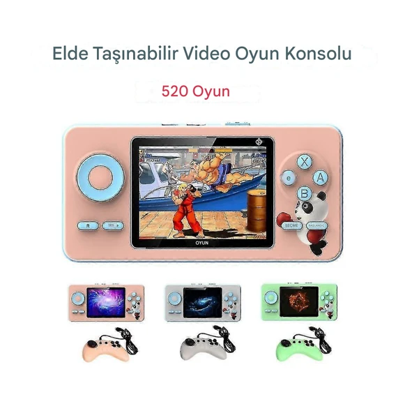 QASUL 520 Oyun Konsolu Retro Oyun Kumandası 2.4 inç Ekran El Tipi Oyun Oyuncusu İki Kişilik Mod - 4