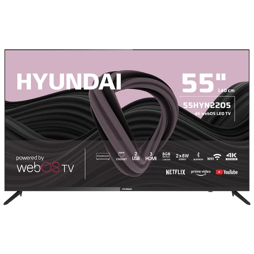 HYUNDAI 55HYN2205-UD05F, 55" 140cm, 4K Ultra HD, Dahili Wi-Fi, Dahili Uydu Alicili, Smart Led Televizyon