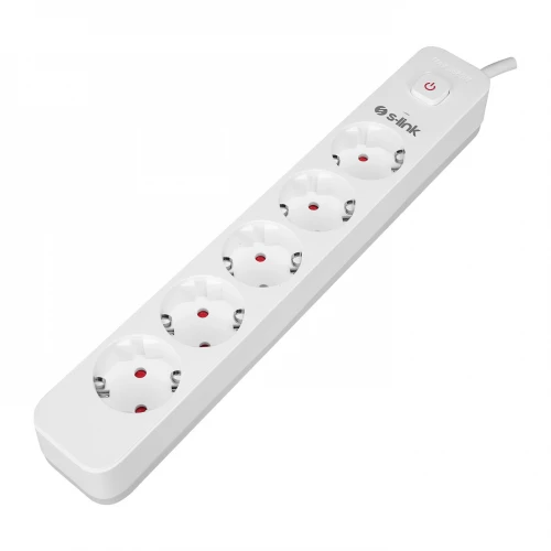 S-LINK SPG501S, 5 Soket, Akim Korumali Priz, 1.5Mt Kablo, 750 Joule Beyaz %100 Bakir - 2