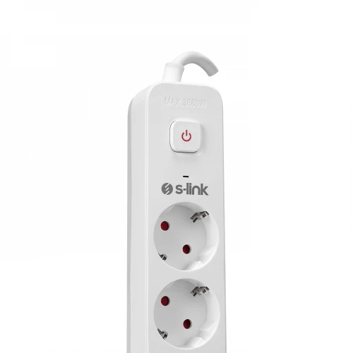 S-LINK SPG501S, 5 Soket, Akim Korumali Priz, 1.5Mt Kablo, 750 Joule Beyaz %100 Bakir - 3