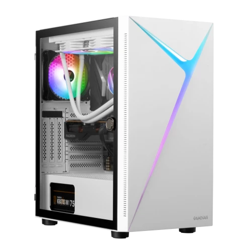GAMDIAS ARGUS E4 Elite WH, 600W, Tempered Glass, ARGB, ATX, 80+ Bronze, White Edition, GAMING KASA