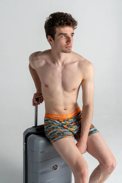 Mercan Shark Baskılı Likralı Pamuklu Desenli Esnek Erkek Boxer - 3