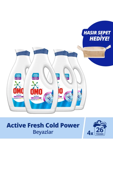Omo Active Cold Power Beyazlar ve Renkliler Sıvı Çamaşır Deterjanı 4 x 1690 ML