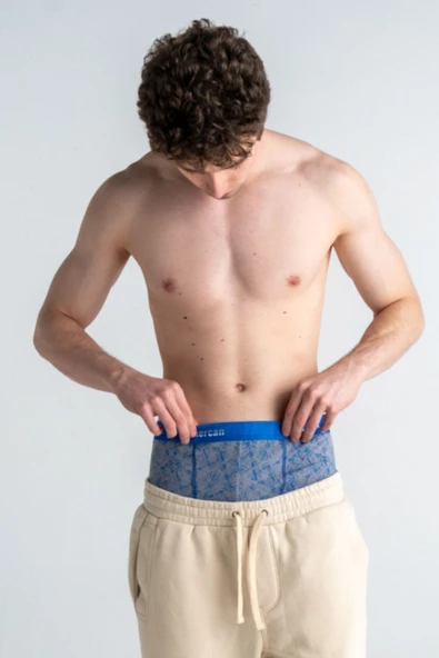 Mercan Erkek Desenli Likralı Pamuklu Esnek Boxer - (SEDEF BASKILI)