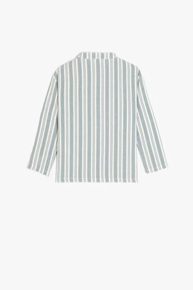 Koton Erkek Bebek Uzun Kollu Cep Detaylı Hakim Yaka Çizgili Gömlek - 2