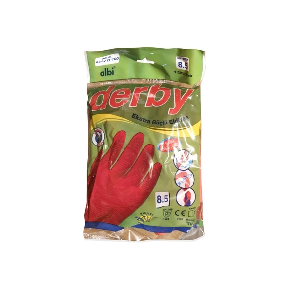 Derby D100 Ekstra Güçlü Lastik Eldiven 9,5 No - Resim 2