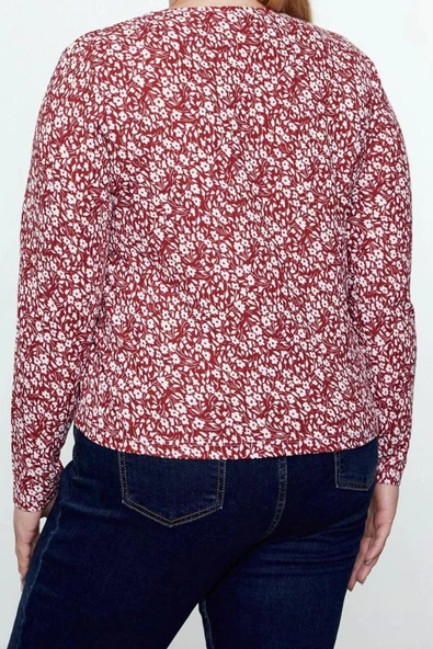 Stil Kadın Bodycone Fitilli Bluz Regular Örme Fitted Kalıp Büyük Beden - 2