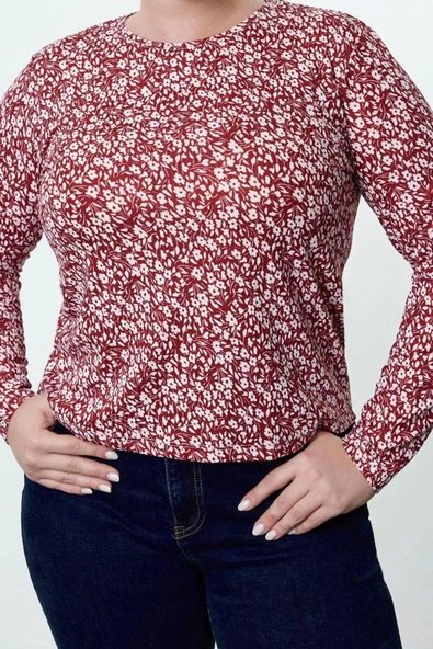 Stil Kadın Bodycone Fitilli Bluz Regular Örme Fitted Kalıp Büyük Beden - 4