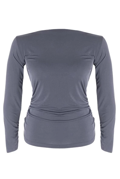 Stil Kadın Sırtı Degaje Bluz Regular Örme Fitted Kalıp Büyük Beden