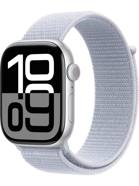 Apple Watch Series 10 Gps 46 MM Silver Aluminium Case With Blue Cloud Sport Loop